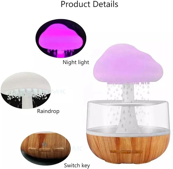 Mushroom Rain Humidifier With Night Light